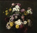 Henri Fantin-latour Famous Paintings - Flowers, Chrysanthemums
